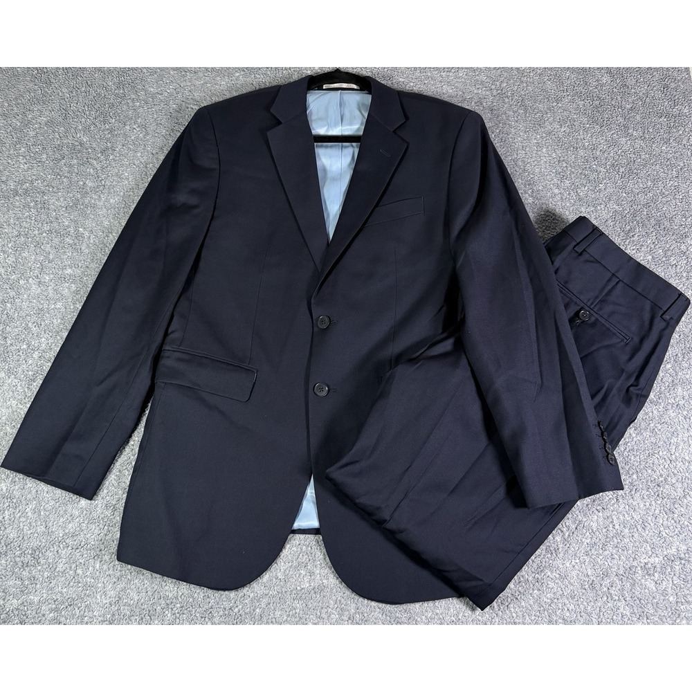 Charles Tyrwhitt Mens 40R Navy Blue Super 110s Wool 2-Piece Suit 34x32 Pants